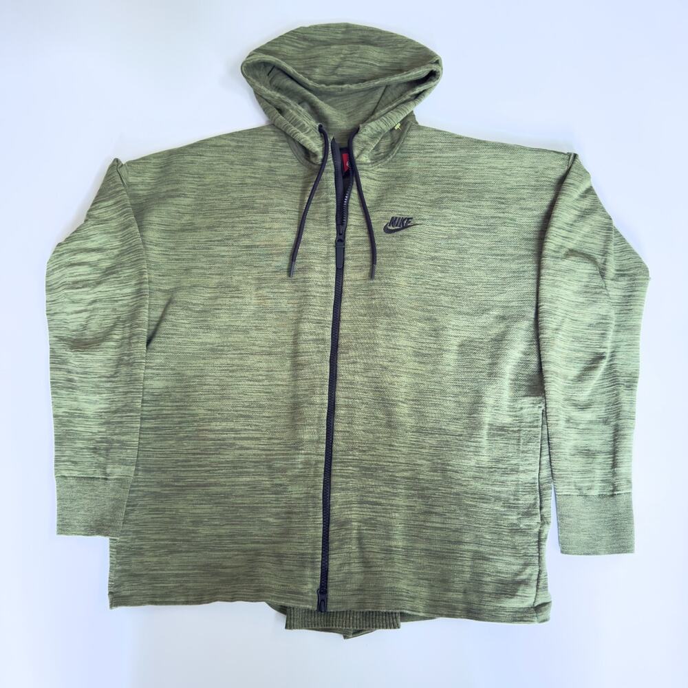 Nike Tech Knit Womens XL Green Heather Hooded Full Zip Running Jacket Hoodie